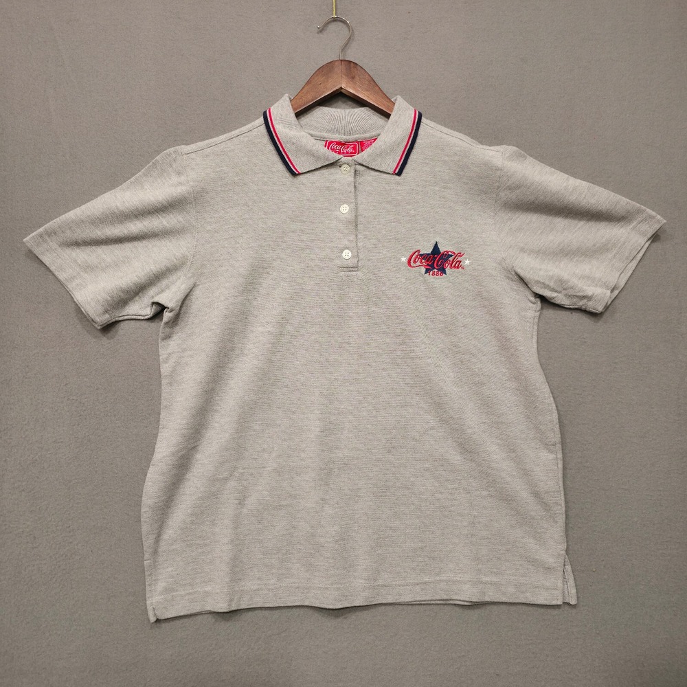 Coca-Cola Womens Gray Pullover Quarter Button Polo Shirt Size 18W/20W